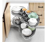 Corner Kitchen Carousel Blind Corner Tray 2-Tier Swing for 900-1000mm Cabinets Right-Hand Opening Space-Saving Solution for Kitchen Storage