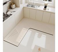 Corner Kitchen Mat for Sink Super Absorbent Non-Slip Kitchen Carpet Multi-Use for Hallway Laundry & Bathroom Color 7 90x90x45cm & Easy to Clean