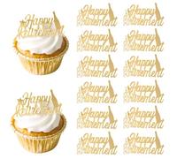 CORNER LACE 12Pcs Happy Retirement Acrylic Cupcake Toppers Gold Color, Mirror Acrylic Cupcake Picks Cake Dessert Decorations Retirement Party Supplies Photo Booth Props