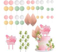 CORNER LACE 45Pcs One Silly Goose Theme 1st Birthday Party Decorations, Ball Cake Picks Double Layer Acrylic Cake Topper Pink Green White Yellow - One Year Old Birthday Party Supplies Photo Booth Prop