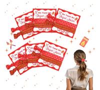 CORNER LACE 6Packs Match Themed Elastic Hair Ties/Bands Wrist Bands Party Favors Red, Bachelorette Party Bridesmaid Proposal Gifts with She Found Her Perfect Match Cards