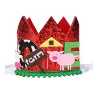 CORNER LACE Farm Theme 1st Birthday Hat, First Birthday Glitter Crown Red Green, One Year Old Happy Birthday Party Decorations Supplies Favors Photo Booth Props