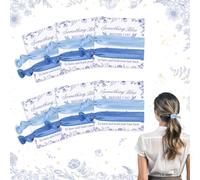 CORNER LACE Floral Bridal Shower Party Hair Ties Favors - Blue Flowers Elastic Hair Bans Knotted Ribbon Something Blue Before I Do Bachelorette Cards, Bridesmaid Bride Proposal Wedding Gifts