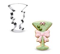 CORNER LACE Martini with Bow Cookie Cutter - Stainless Steel Cookie Biscuit Cutting Mold for Women Birthday Baby Bridal Shower Wedding Party Martini Glass DIY Craft Home Baking Supply