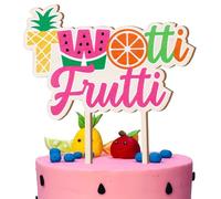 CORNER LACE Twotti Frutti Cake Topper, Fruit Themed Summer 2nd Birthday Cupcake Pick Party Decorations Supplies