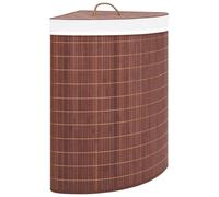 Corner Laundry Basket Bamboo Dark Brown 52.3x37x65cm Woven Fabric 60L Foldable