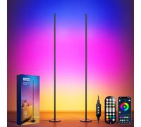 Corner LED Floor Lamp, Smart RGB Corner Light, 160cm, 16 Million Dimmable Colour Changing Standing Lamp with APP and Remote Control, Music Sync, DIY Mode & Timing (2 Pack Carbon Black)