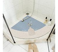 Corner Loofah Shower Mat for Inside Shower,Semi-Circular Non Slip Bath Mat,Sector Curved Quadrant Bath Mat with Drain,Safety Mat for Shower