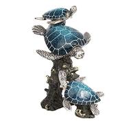 Corner Merchant Sea Turtle Statue Triple Turtles Swimming on a Coral Reef Base Ocean Decor Tabletop Collection Beach Decorations for Home