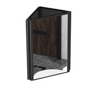 Corner Mirror Cabinet for Bathroom Triangular Aluminum Space Saver Wall-Mounted Toilet Storage - Black Compact Design (Size: 33x33x63cm)