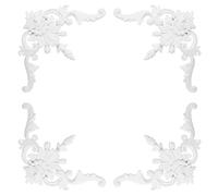 Corner Molding Ornament for Walls, French Style Decorative Accent with Floral Pattern, Baroque Style, 4 Pieces
