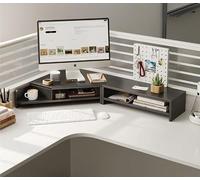 Corner Monitor Stand Computer Corner Monitor Risers for 2 Monitors Organizer, 2 Tier Display Screen Bracket/Triangle Lifting Holder, Desktop Laptop Display Storage Rack(Black)