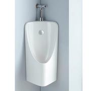 Corner-Mounted Ceramic Urinal with Extended Drainage Tube for Garage, Factory, and Commercial Restroom Installation