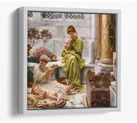 Corner of the marketplace, by Edward John Poynter Canvas Floater Frame Square Print Picture Art - White Frame 20 inch wide x 20 inch high