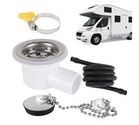 Corner Piece for Drain Caravan Sink - Leakproof Filter,Drain Plug with Connection Tube,for Caravan Marine Camping Cart Repair Travel