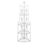Corner Plant Rack 36x160cm White Steel 5-Tier Powder Coated Shelf Indoor Outdoor
