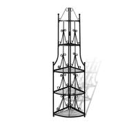 Corner Plant Rack 5-Tier Black Steel 36x160cm Rose Pattern Tall Corner Stand Pro