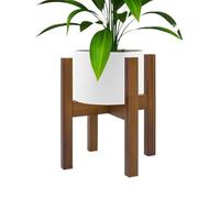 Corner Plant Stand - Adjustable Width Wood Holder, Mid Century Flower Rack, Expandable Pot Display, Indoor Outdoor Garden Furniture, Home Decor Supplies, Brown Frame For Living Room And Balcony