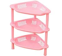 Corner Plastic/Metal Freestanding Stackable Organizer Shelf for Bathroom,3 Layer Square Triangular Corner Bathroom Storage Rack Toiletry Holder Organizer - Pink Triangular