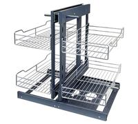 Corner Pull-Out Cabinet Organizer with 2 Tier 4 Basket, Wire Basket Slide Out Shelf Bathroom Under Cabinet Storage Sliding Drawers for Home Kitchen Organization