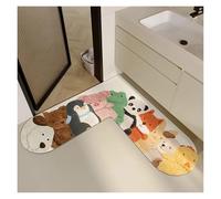 Corner Rug L Shaped Kitchen Corners Rugs, L-shaped Bathroom Door Mat Cute Cartoon Kitchen Carpet Animal Pattern PVC Floor Mats Non-slip Water-absorbing Rug(Brown,XXL)