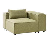 Beliani Corner Seat BRANDE Fabric Light Green Symmetrical, Green