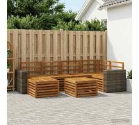 Corner sectional sofa set 6pc solid acacia wood natural slatted modular outdoor