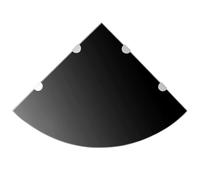 Vidaxl Corner Shelves 2 Pcs With Chrome Supports Glass Black 45X45 Cm, Black
