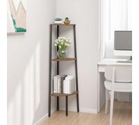Corner Shelf 3-Tier Dark Brown/Black Engineered Wood and Steel 45.5x31.5x120cm