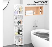 Corner Shelf 4 Tier Free Standing Corner Bookshelf Display Corner Bookcase Open Storage Unit for Living Room Office Bedroom