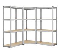 Corner Shelf 4-Tier, Garage Shelving, Heavy Duty Metal Shelving Unit, for Garage, Storage Room, Warehouse, Loads 1500 kg, Silver and Natural Beige