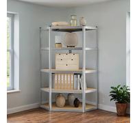 Corner Shelf 5-Tier, Garage Shelving, Heavy Duty Metal Shelving Unit, for Garage, Storage Room, Warehouse, Loads 875 kg, Silver and Natural Beige