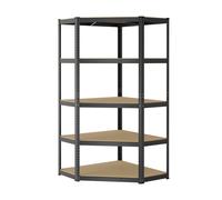 Corner Shelf 5-Tier, Garage Shelving, Heavy Duty Metal Shelving Unit, Ink Black + Natural Beige