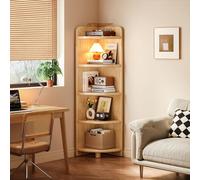 Corner Shelf, Anti-Tip Bookcase, Easy Assembly, Sturdy & Stable Display Unit for Living Room, Bedroom, Office, Beige, 150x25.5cm/59x10in - Modern Design