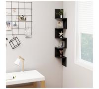 Corner Shelf Black 20x20x127.5cm Engineered Wood 5-Tier Minimalist Indoor Decor