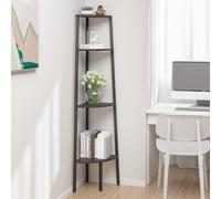 Corner Shelf Black 45.5x31.5x150cm Engineered Wood Steel 4-Tier Space Saver Slim