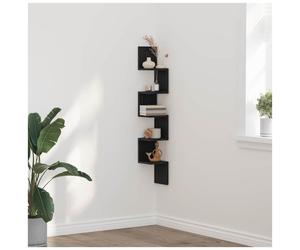 Corner Shelf Black Oak 127.5cm Tall Engineered Wood 20x20cm 5-Shelf for Home