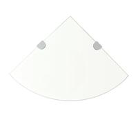 Corner Shelf Clear Tempered Glass 35x35 cm 8mm Floating Wall Shelf Chrome Setx2