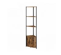 Corner Shelf with Storage, Rustic Brown, Ink Black