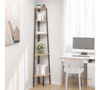 Corner Shelf Light Brown & Black 45.5x31.5x120cm Engineered Wood Steel 3-Tier XL