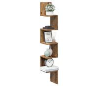Corner Shelf Old Wood Eng. Wood 20x20x127.5cm 5-Shelf Rustic Storage Wall Unit.