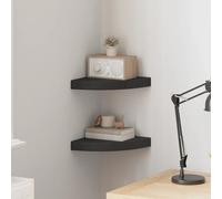 Corner Shelf Set 2x Black Honeycomb MDF Metal Floating 25x25x3.8 cm modern decor