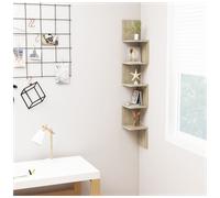 Corner Shelf Sonoma Oak 20x20x127.5cm Engineered Wood 5-Shelf Slim Display Home
