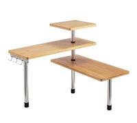 Corner Shelf Unit 3 Tier Kitchen Shelving Organiser Spice Storage Rack Wooden Moveable Corner Shelf Organizer for Kitchen Home Office