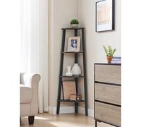 Corner Shelf Unit, 4-Tier Corner Shelf, Ladder Shelf, Bookshelf Or Plant Stand, Industrial, Charcoal Gray And Matte Black
