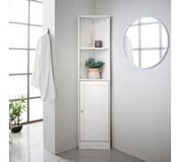 Corner Shelf Unit Bathroom Storage Cabinet With 2 Shelves 1 Door Display Wooden Furniture Tall Boy Narrow Cupboard White