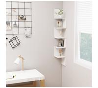 Corner Shelf White Engineered Wood 20x20x127.5cm 5-Tier Slim Corner Storage Unit
