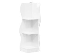 Corner Shelf High Gloss White Engineered Wood Waveform 34x33x102 cm 2-shelf home