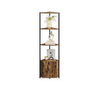 Corner Shelf with Storage, Rustic Brown, Ink Black