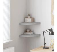 Corner Shelves Floating Concrete Grey Honeycomb MDF & Metal 35x35x3.8cm 2pcs set